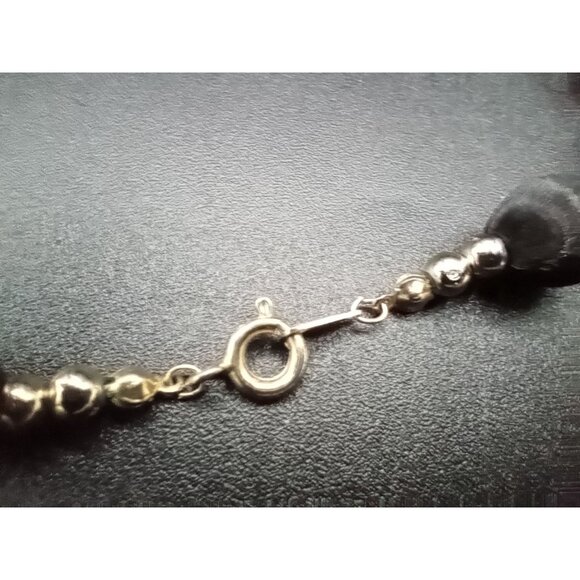 Gray Satin Silk Thread Beaded Necklace Vintage 1980s Korea 29 In Fashion Jewelry - Picture 10 of 14